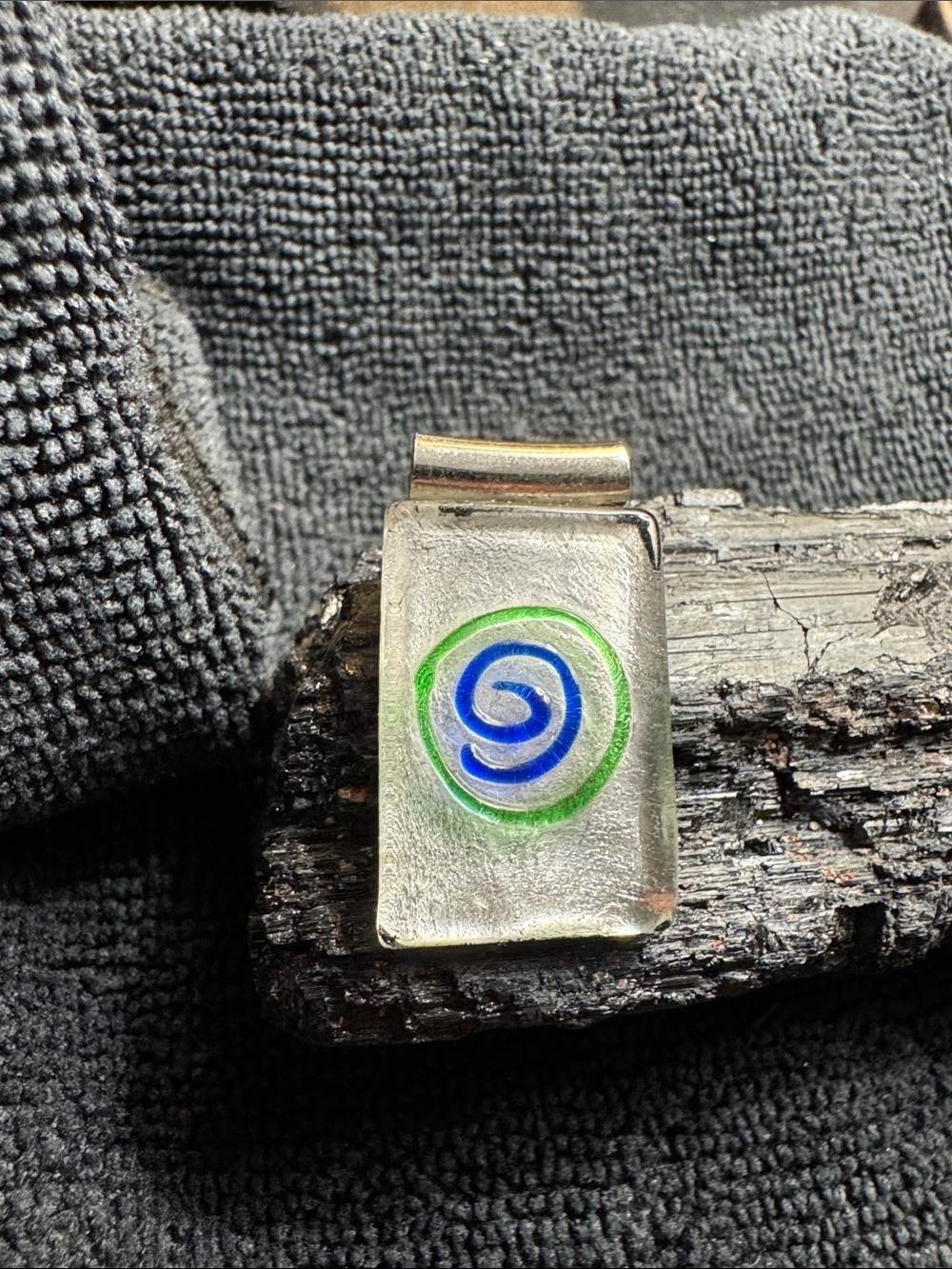 Blue & Green Spiral Glass Pendant Necklace - Unbranded